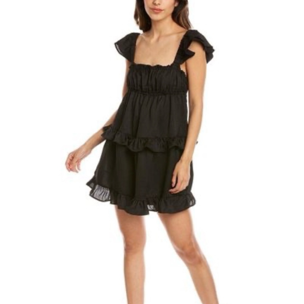 Weworewhat Flirty Ruffledress Crinkle Chiffon Black Size Small